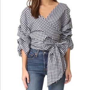 MLM Label Salo Wrap Top in Blk/Wht Gingham
